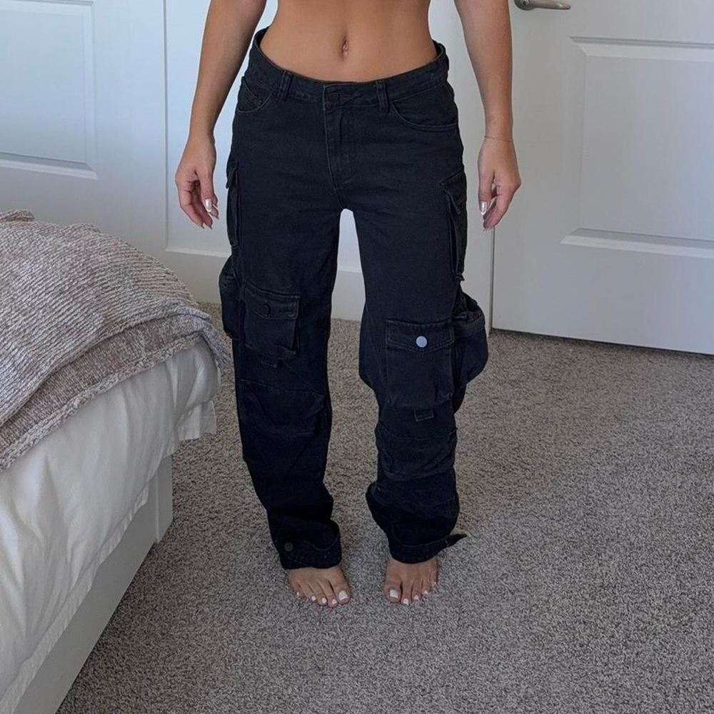 Edikted Black Straight Leg Cargo Jeans
